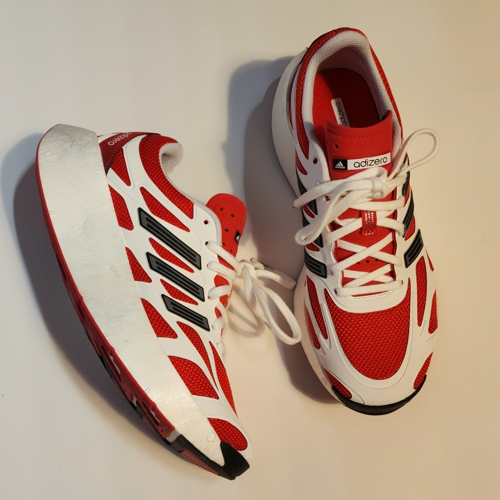Adidas Adizero White Red Running Shoes Athletic Style